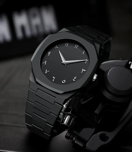 ARABIC NUMERAL BLACK CARBON WATCH
