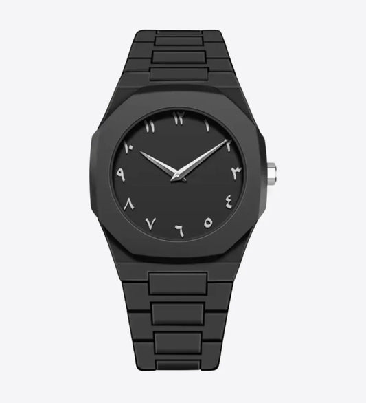 ARABIC NUMERAL BLACK CARBON WATCH